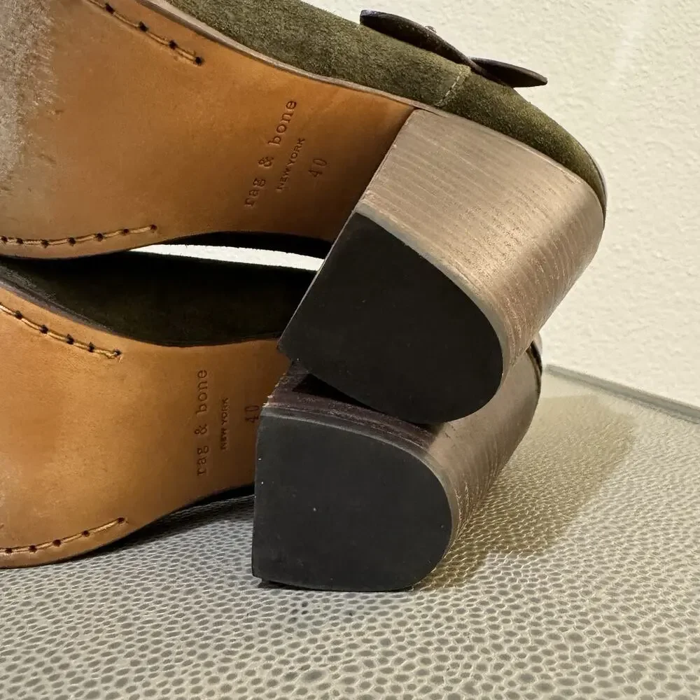 Rag & Bone Ankle Boots Womens Shoes size EU40 Harrow Green Suede Leather Booties